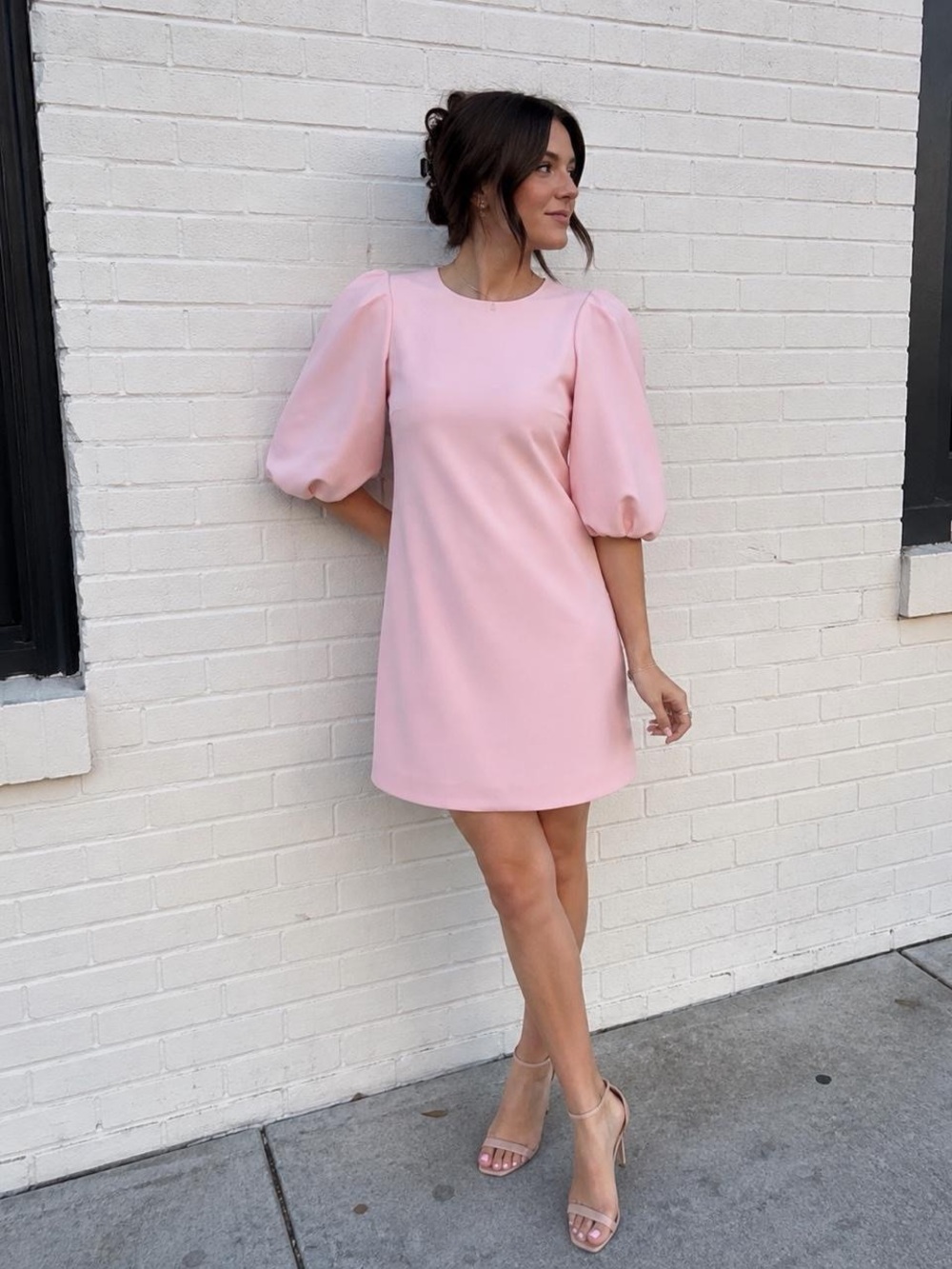 Ted Baker Pale Pink Nilia Puff-Sleeve Mini Dress